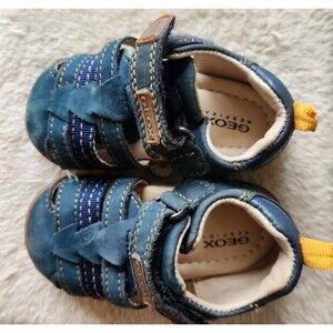 Geox Respira Boys 4 Toddler Blue Suede Sandals Rubber Sole Shoes